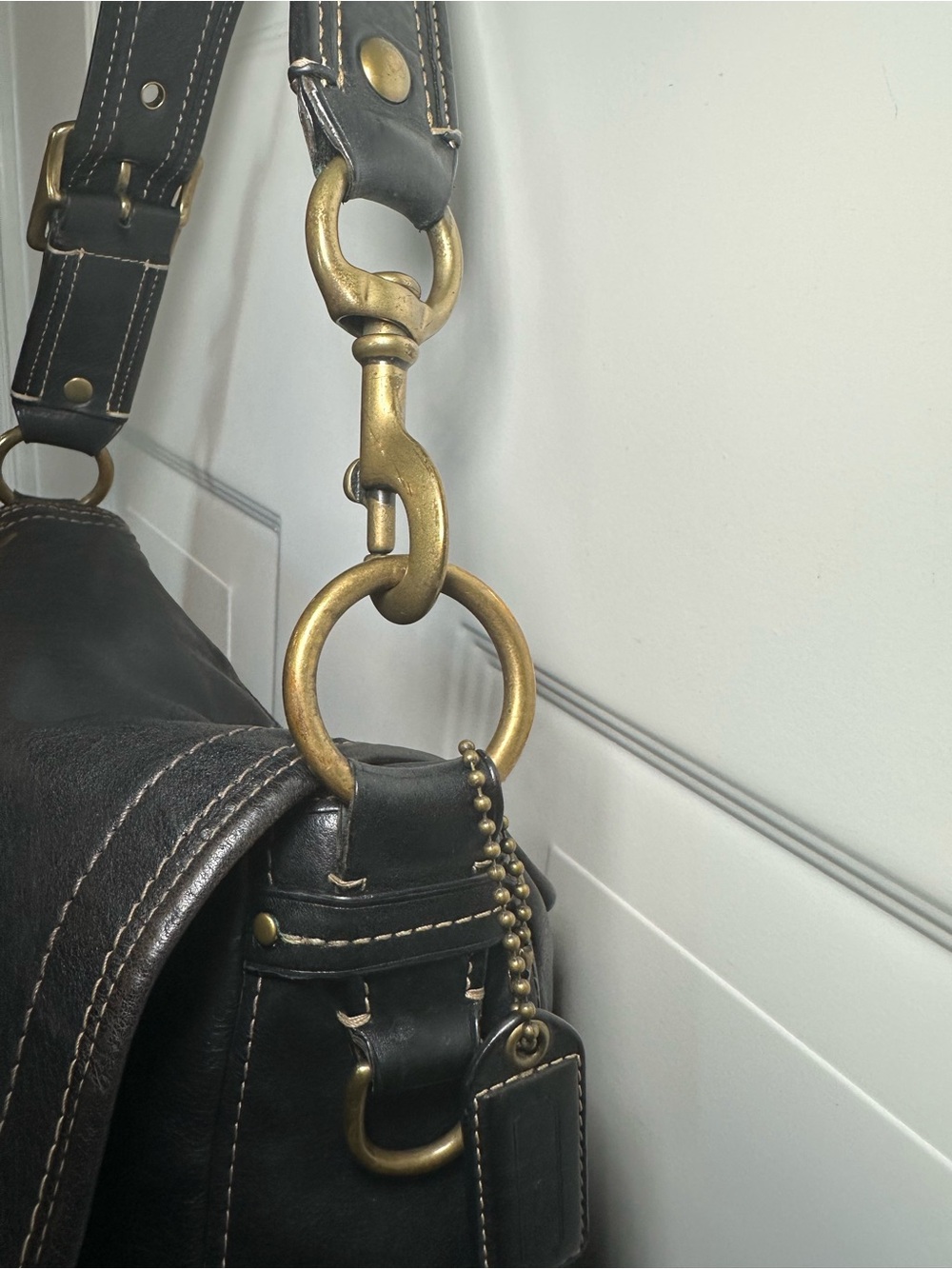 COACH Legacy Ali Flap Shoulder Bag Black Leather Y2K Vintage - Picture 10 of 14